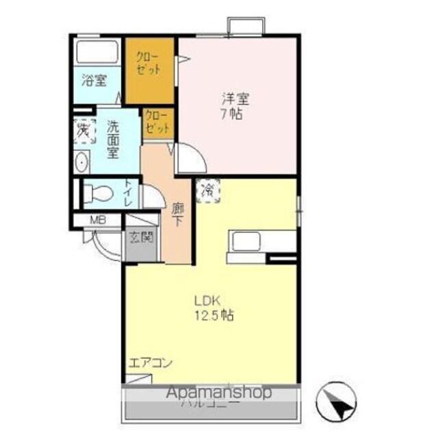 ヴレ　アムール[1LDK/48.25m2]の間取図