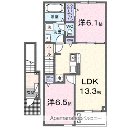 「仮称」古川鶴ケ埣アパートⅡ[2LDK/59.58m2]の間取図