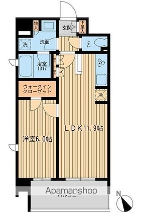 ＢＬＥＳＳ上池袋[1LDK/42.54m2]の間取図
