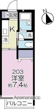 カサ・アンヘル[1K/24m2]の間取図