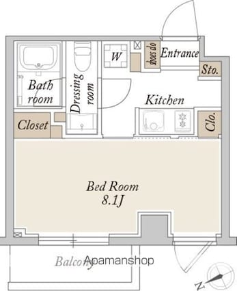 ＯＲＳＵＳ新江古田[1K/25.23m2]の間取図