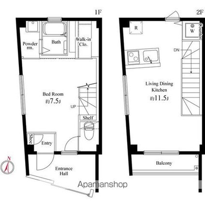 シティテラス池袋本町[1LDK/39.46m2]の間取図