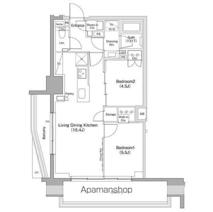 ザ・パークハビオ滝野川[2LDK/56.61m2]の間取図