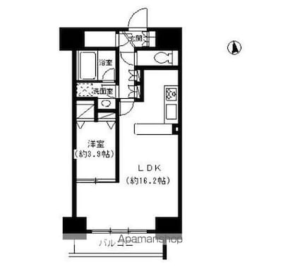 パークキューブ東品川[1LDK/51m2]の間取図