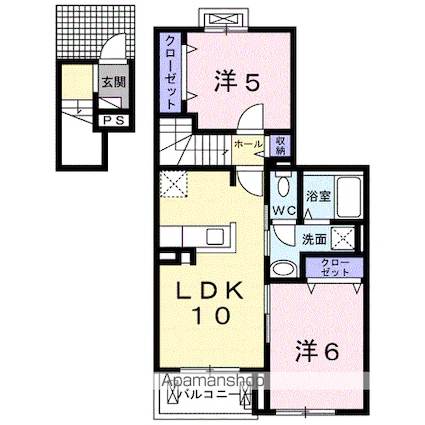 クレシア[2LDK/52.05m2]の間取図
