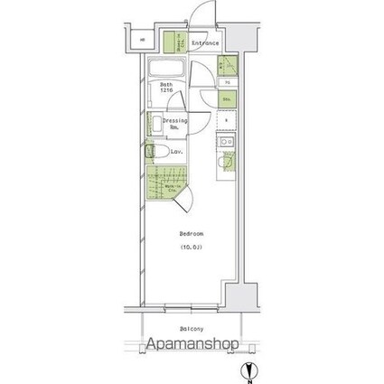 ザ・パークハビオ名古屋松原[1R/27.23m2]の間取図