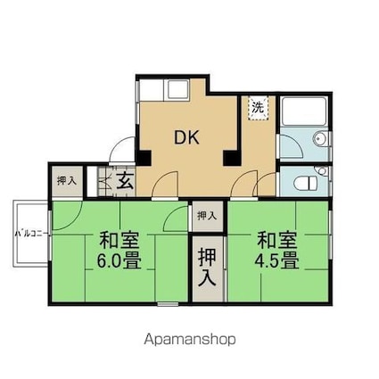 第１コーポ田中[2DK/35.6m2]の間取図