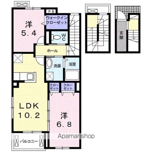 クリント　ブライアント　３号館[2LDK/64.58m2]の間取図