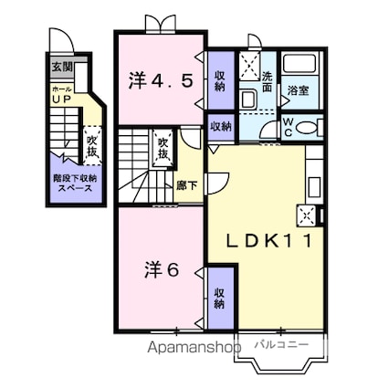 ｉｓｍ　Ⅰ[2LDK/61.54m2]の間取図