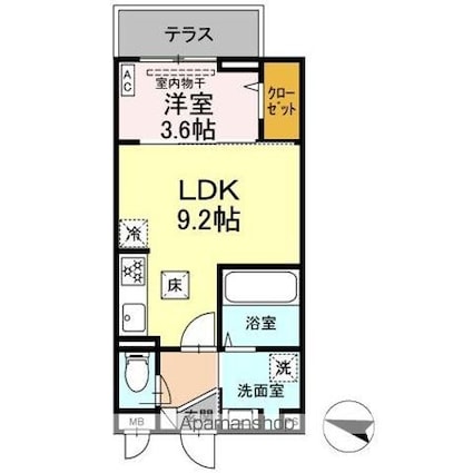 Ｅーｃｏｍｆｏｒｔ　Ｆｌａｔ[1LDK/33.38m2]の間取図