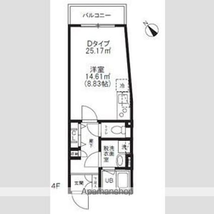 アルティザ氷川台[1R/25.48m2]の間取図