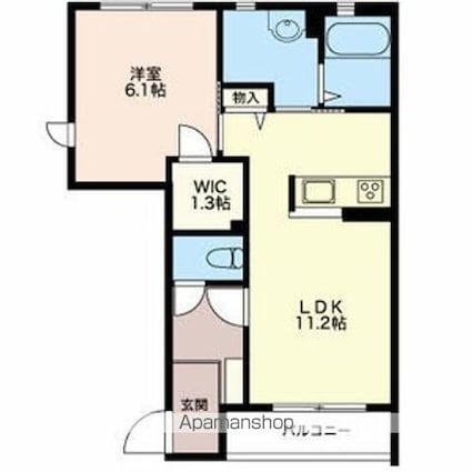 メゾン・ド・アプリコ[1LDK/44.42m2]の間取図