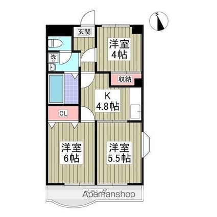 Ｔ．ｈａｍハイツ花園[3K/47.5m2]の間取図