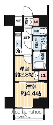 ＡＲＣＯＢＡＬＥＮＯ　ＭＩＮＡＭＩＳＥＮＪＵ[2K/25.73m2]の間取図