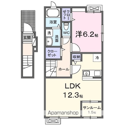 メゾン　ド　ルミエール[1LDK/51m2]の間取図