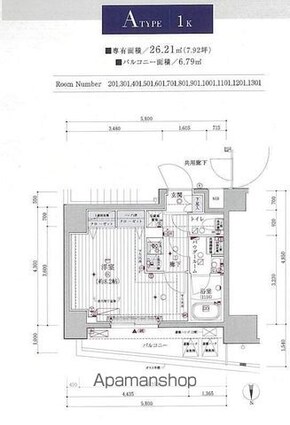 メインステージ浅草国際通り[1K/26.21m2]の間取図