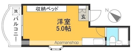 ピュアコート高須[1R/15m2]の間取図