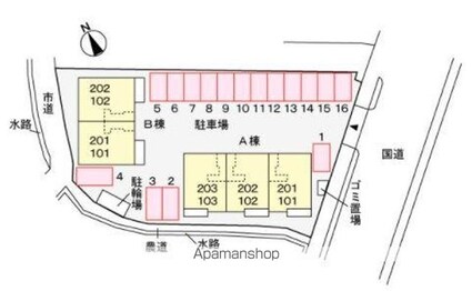 サンルート堂山Ａ[2LDK/59.82m2]の配置図