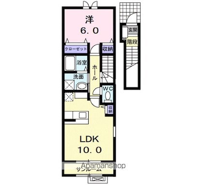 ベル・エアー[1LDK/46.28m2]の間取図