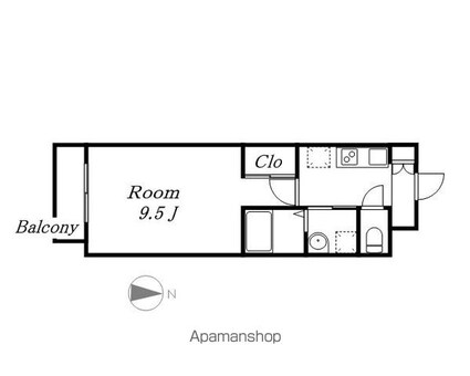 カーササクラ２番館[1K/29.54m2]の間取図