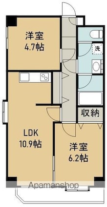ベルメゾン新田東[2LDK/49.22m2]の間取図