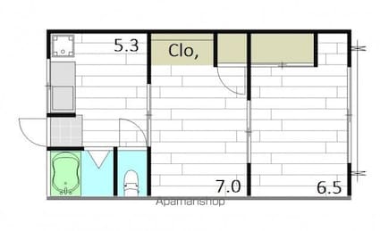 広島県広島市中区舟入町[2K/35m2]の間取図