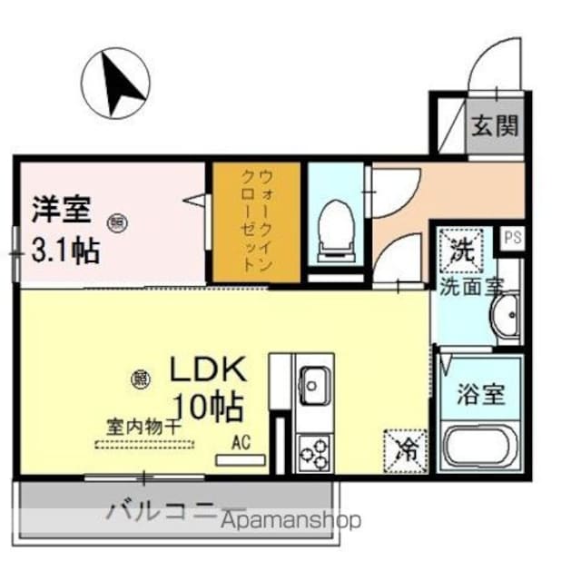 和歌山県和歌山市新在家[1LDK/34.74m2]の間取図