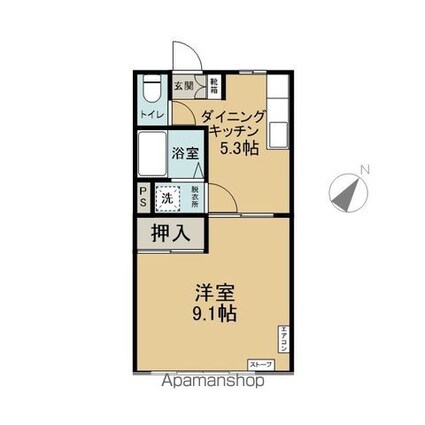シオンパレスＭＯＹＡ[1DK/33.53m2]の間取図