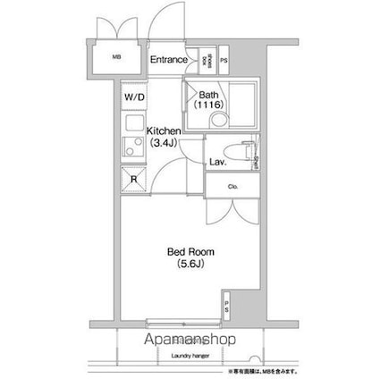 コンフォリア芝浦キャナル[1K/21.97m2]の間取図