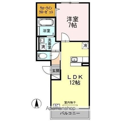 クオーレ[1LDK/43.88m2]の間取図