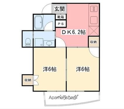 アップルリング[2DK/40.95m2]の間取図