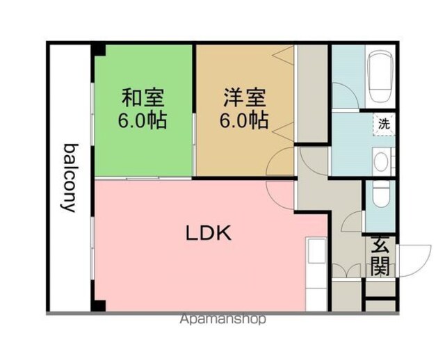 第３川崎ビル[2LDK/51.88m2]の間取図