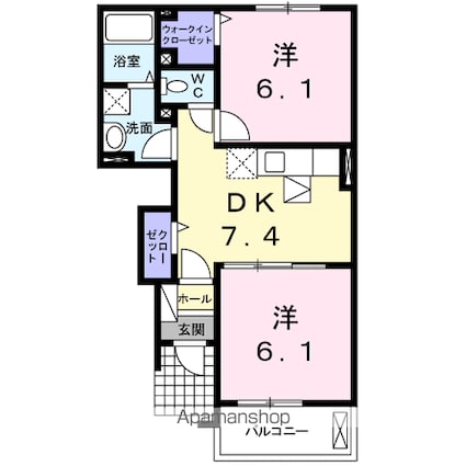 コラールＪ・Ⅱ[2DK/44.75m2]の間取図