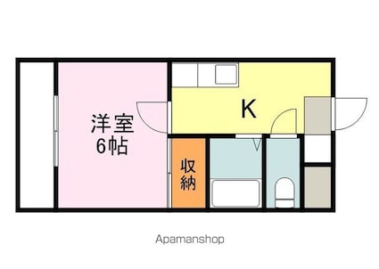 広島県福山市明神町２丁目[1K/23m2]の間取図