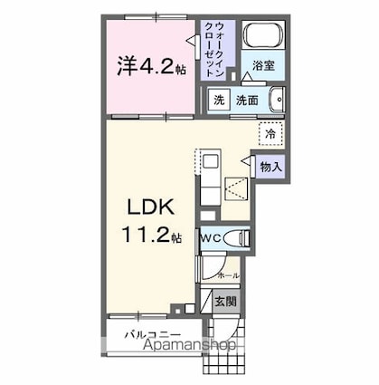 レッド　グリール本土寺前[1LDK/36.34m2]の間取図