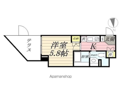 東京都渋谷区代々木４丁目[1K/22.94m2]の間取図