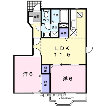 クレストールコハクＢ[2LDK/53.51m2]の間取図