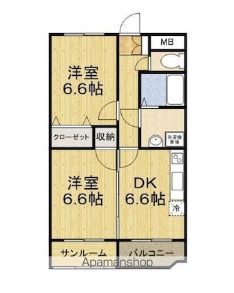 アスパイア[2DK/52.04m2]の間取図
