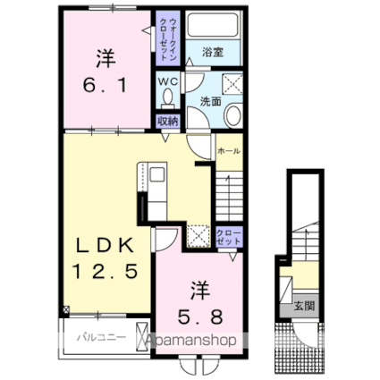Ｌｕｎａ＆Ｌａ（ルナアンドラ）[2LDK/56.48m2]の間取図