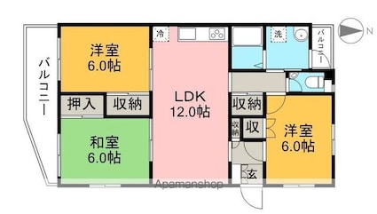 ハイツかおる[3LDK/69.61m2]の間取図
