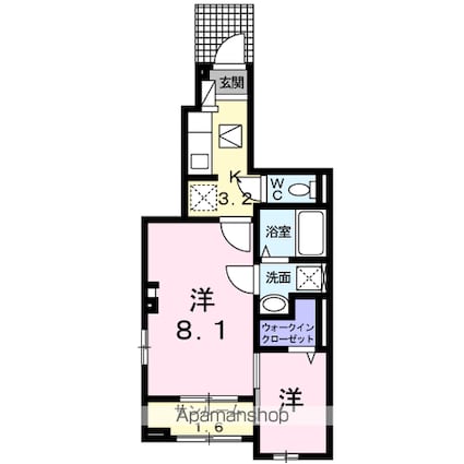 セイバリーＫⅢ[1K/36.96m2]の間取図