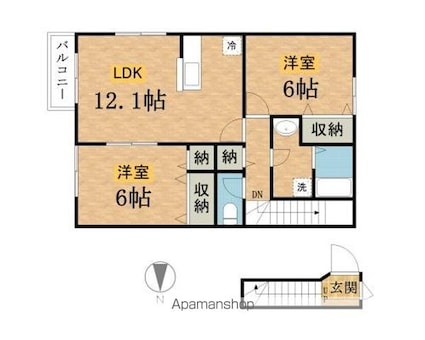 グラース[2LDK/63.19m2]の間取図