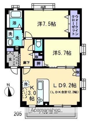 フォブールイースト[2LDK/57.13m2]の間取図