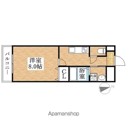 愛知県名古屋市西区大野木２丁目[1K/27.56m2]の間取図