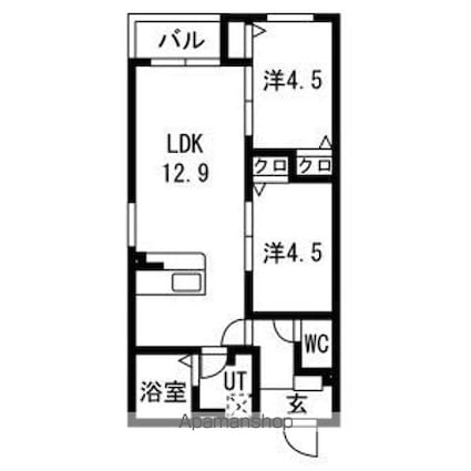 ＣＳ名塚[2LDK/50.09m2]の間取図