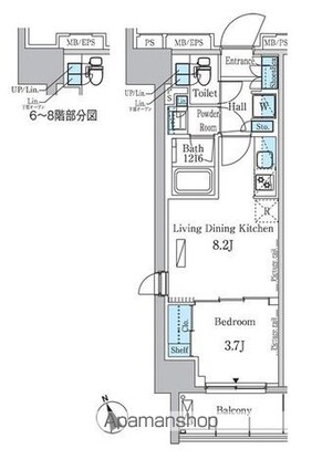 パークアクシス浅草レジデンス[1LDK/32.3m2]の間取図