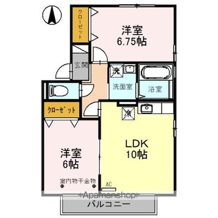 カルナ　みたか[2LDK/53.76m2]の間取図