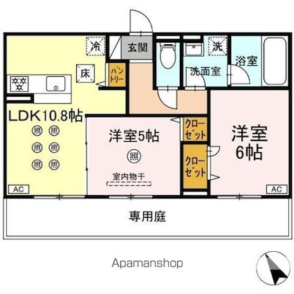 リバーサイドベース[2LDK/52.54m2]の間取図