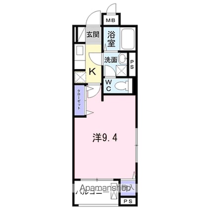 東京都八王子市北野町[1K/30.05m2]の間取図