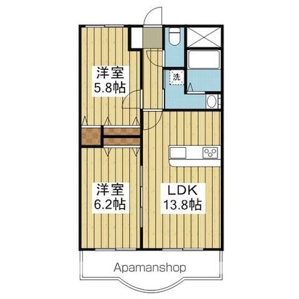 ブライムボォウレジデンス　Ｃ棟[2LDK/58m2]の間取図